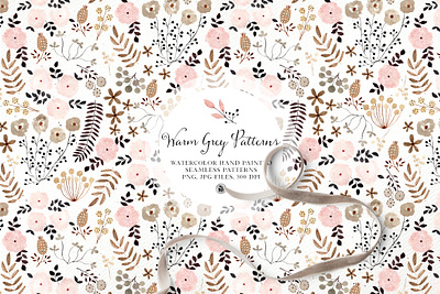 Warm grey watercolor pattern hand painted patterns watercolor floral watercolor pattern