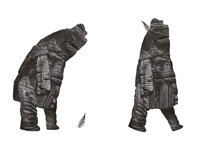 Teplické Golemy – collage character design character collage golem mountains rocks stone