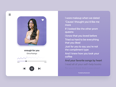 Daily UI #009: Music Player dailyui dailyui009 lyrics music music player sour