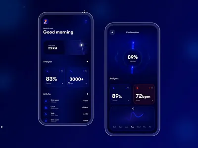 Health & Water Tracker - Mobile App Exploration 3d 3d animation abstract after effect after effects animation app interaction app interface app motion clean clean ui design interaction kada o kadao motion ui ux