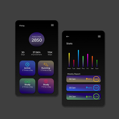 Fitness App Design app design typography ui web