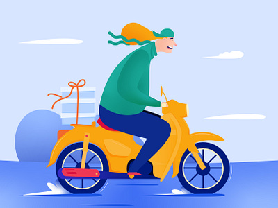 Food Delivery Man - Freebies Illustration animation delivery man designer flat food delivery freelance designer illustration vector website