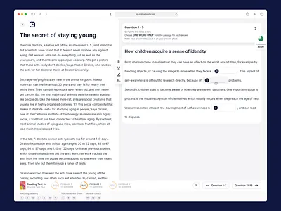 Online Test - Completion fill in the blank free test gap fill online test product ui ux web