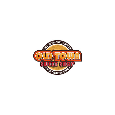 old town sweet shop design flat illustration logo minimal vector