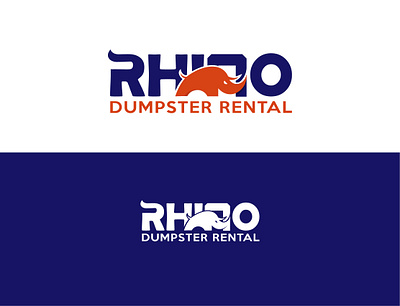 Rhino Dumpster Rental design flat illustration logo minimal vector