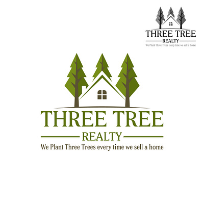 Three Tree Realty design flat illustration illustrator logo minimal vector