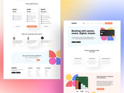 Landing Page - Online Banking App banking banking app landing page landing page ui landingpage one pager one pager design online banking testimonials ui design uxdesign webdesign