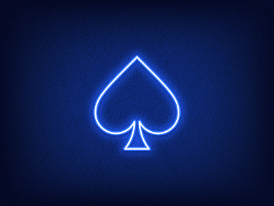 Spades Suit ace blue card casino game icon illustration neon neon light outline playing poker sign spade spades suit symbol vector vegas