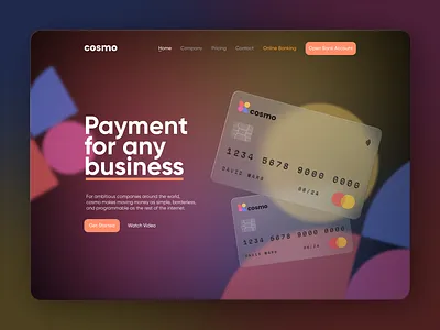 Landing Page Glassmorphism - Online Banking 3d 3d cards cards design figma glass effect glassmorphism landing page landing page design landingpage ui uidesign webdesign