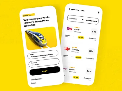 Ticketing App UI for Train Booking App app booking design ecommerce ios login mobile online ticketing product design public transit railway ticket booking ticket app tivket train app trains travel trending ui vacation