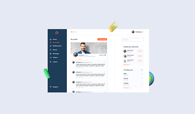 The "My profile" screen 🧠 branding buttons clean colors concept figma myprofile new post profile project search shadows social socialmedia trending ui uiux ux