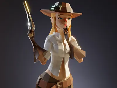 Lowpoly cowgirl 3d character game girl illustration low poly lowpoly model
