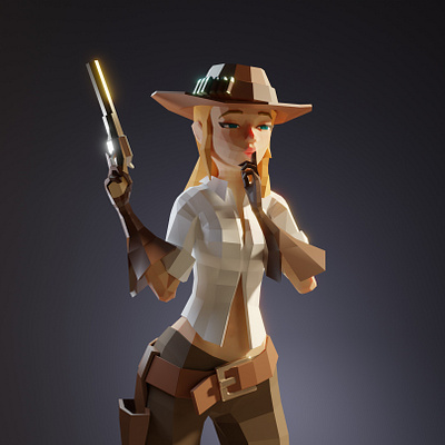 Lowpoly cowgirl 3d character game girl illustration low poly lowpoly model