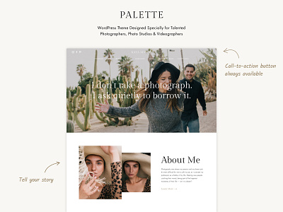 Palette — Photography Portfolio Multipurpose WordPress Theme elementor photo gallery photo studio photographer photography theme photography wordpress theme theme ui ux videographer web wedding photography woocomerce woocommerce theme wordpress workshop