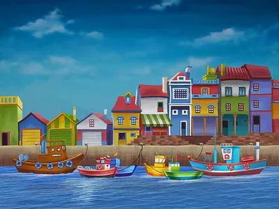 Brave Boat - Illustration 3 boat book illustration brave boat cartoon cartoon boat character children childrens book cute illustration kids book ocean red boat