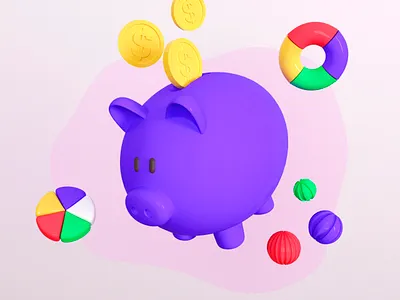 Finances 3d 3dmodel cinema4d finances illustration investment money pig render