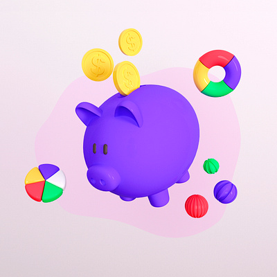 Finances 3d 3dmodel cinema4d finances illustration investment money pig render