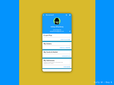 My account : E-cart app cart daily100challenge dailyuichallenge ecart ecommerce illustration minimal myaccount profile ui ux