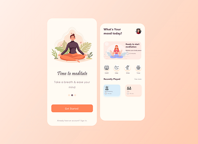 Meditation app design concept app branding design icon illustration logo minimal typography ui website