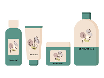 Cosmetic fashion logo design beauty bottle care container continuous cosmetic cream design dispenser emblem face fashion female feminine flat gel girl glamour graphic hair