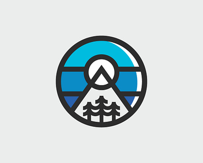 Minimal Landscape badge geometric hipster icon logo minimalist modern patch pin vintage winter