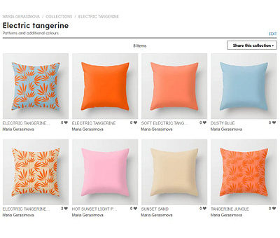 Electric tangerine collection on Society6 additional color collection colors decor decoration electric tangerine illustration orange pattern pillow surfacedesign tangerine