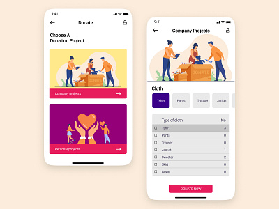 Cloth Donation App design ui ui ux