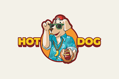 Hot Dog Cool Dog animal branding cartoon character cool dog eat food hipster holiday hot hotdog illustration logo vector
