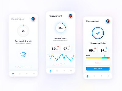 Oxymeter mobile app - Measurement screen clean health mobile app oxymeter oxymeter sketch ui