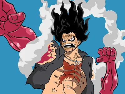 One Piece - Luffy Gear 4 "Snake-man" adobe anime cartoon design digital art illustration luffy one piece vector
