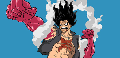 One Piece - Luffy Gear 4 "Snake-man" adobe anime cartoon design digital art illustration luffy one piece vector