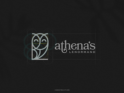 Athena Lenormand - Brand Identity - Construction brand design branding identity lenormand logo concept logogrid logomark logos minimal minimalist minimalist logo monogram owl owl logo