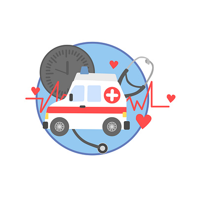 ambulance car icon ambulance app branding concept covid 19 design heart icon illustration life logo medcine pandemic time ui ux vector