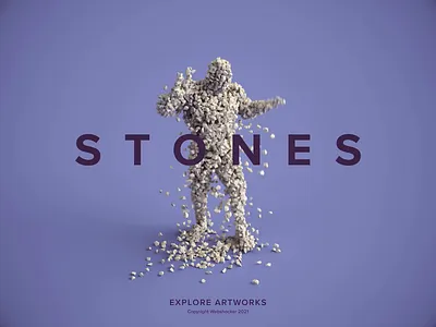 Falling Stones 3d 3dsmax abstract animation character dance illustration particles render stones vray webshocker website