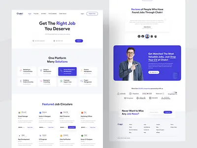 Chakri - Job Portal Landing page - v1 create job cv resume halal halal business halal design development hiring platform indeed job job application job board job finder job listing job portal job search job seeker job site professional services recruiting uiux design website design