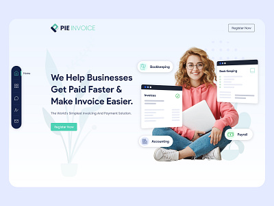 Pie Invoice branding design flat invoice design landing design landing page landing page design minimal minimalistic ui ui ux uidesign ux web web design