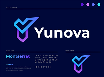 Yunova Modern Logo Design abstract app logo branding branding and identity creative logo graphicdesign illustration it company it logo logo mark modern logo software technology v letter logo website y and v letter y and v letter y letter y letter logo