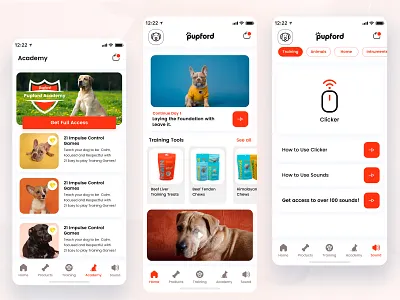 Pet Care - Mobile Apps (Pupford) academy care dog food pet care petfood pets petshop shop training