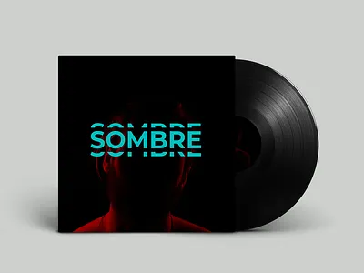 'Sombre' Vinyl Record Concept [EP Cover] [Album Cover][ lp] album branding cover cover art cover design design graphic design lp mockup music photoshop red teal type typography typography art vinyl vinyl cover vinyl design vinyl record