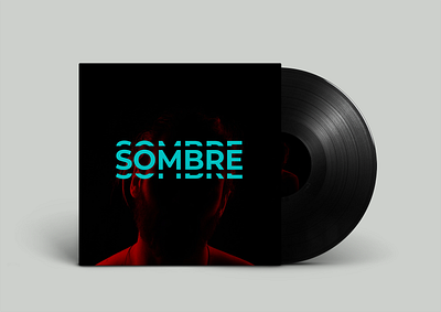 'Sombre' Vinyl Record Concept [EP Cover] [Album Cover][ lp] album branding cover cover art cover design design graphic design lp mockup music photoshop red teal type typography typography art vinyl vinyl cover vinyl design vinyl record