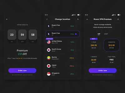 Roam VPN_3 app design icon ui ux 图标 应用 设计