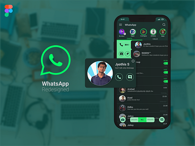 Whatsapp UI Redesigned adobexd advanced branding cool design darkmode figma inspiration simple design ui ui design ui inspiration uiux user friendly ux whatsapp redesign