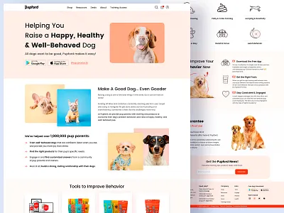 Pet Care - Web-Design (Pupford) academy home page landing pet care petfood petshop product product page shop training