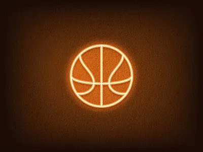 Neon Basketball ball basketball game icon illustration league logo neon neon light orange outline play sign silhouette sport street symbol vector