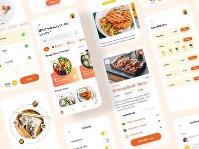 Food Recipes and Calories Calculation App app calories cook counter design dish food ios meals recipe recipes ui uidesign uiux ux uxdesign uxui