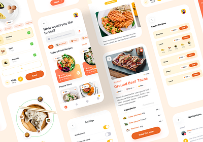 Food Recipes and Calories Calculation App app calories cook counter design dish food ios meals recipe recipes ui uidesign uiux ux uxdesign uxui