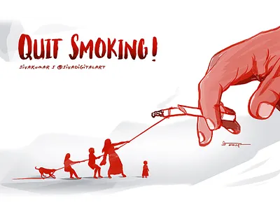 Quit Smoking! art awareness digital art drawing illustration no smoking poster quit smoking say no to drugs sivadigitalart tobacco world no tobacco day