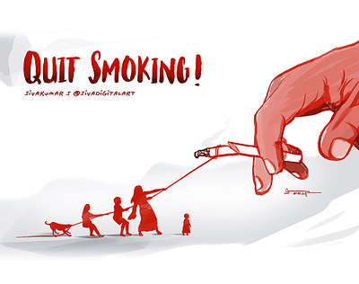 Quit Smoking! art awareness digital art drawing illustration no smoking poster quit smoking say no to drugs sivadigitalart tobacco world no tobacco day