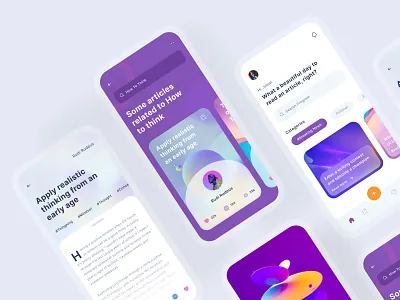 Article Mobile App app app design article app blog app brand branding layout lesson app minimalist mobile app mobile app design online course app profile app purple reading app ui design ux design