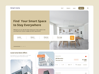 Smart Home airbnb apartments app design booking design concept homepage landing landing page lists real estate real estate design realestate rental website smart home ux webapp webdesign website